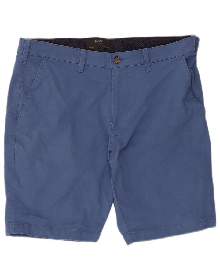 Marks & Spencer Męskie spodenki Chino W32 Średnioniebieskie, bawełniane