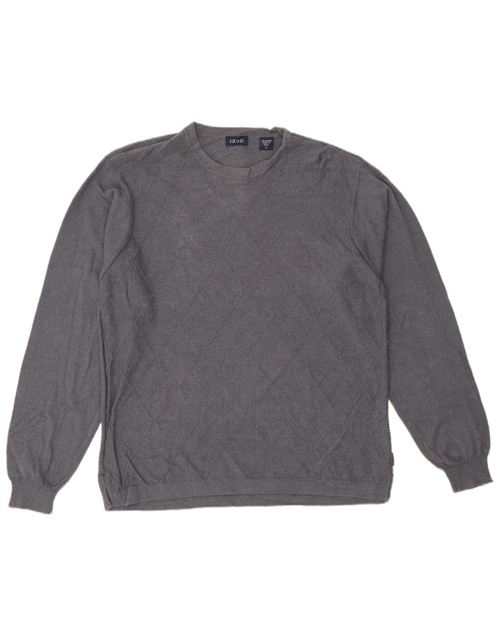 IZOD Męski sweter z okrągłym dekoltem Średni szary Argyle/Diamentowa bawełna