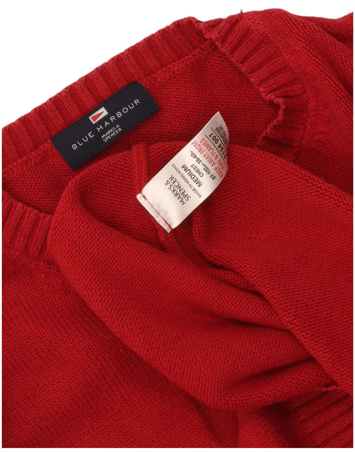 Marks & Spencer Męski sweter z okrągłym dekoltem, UK 38/40, średni czerwony