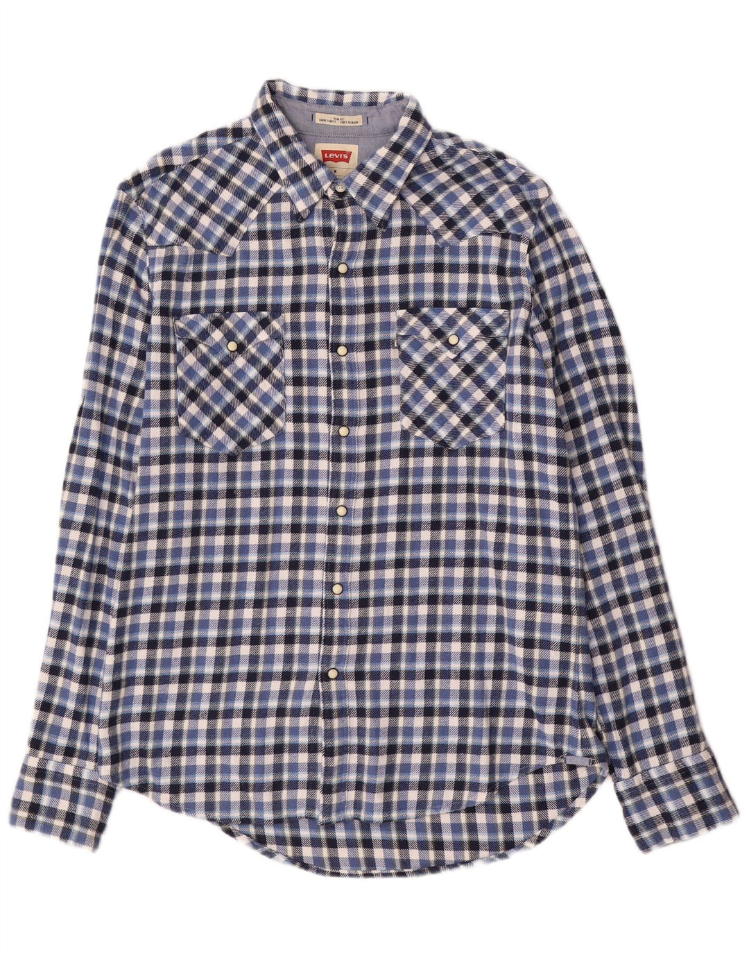Męska koszula flanelowa Levi's Slim Fit, bawełniana w średnią niebieską kratkę