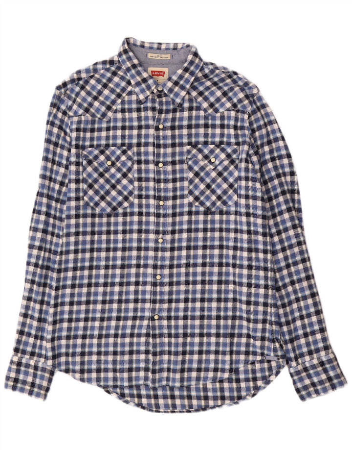 Męska koszula flanelowa Levi's Slim Fit, bawełniana w średnią niebieską kratkę