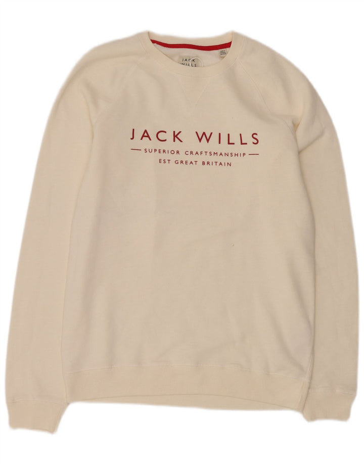 Męska bluza z grafiką Jack Wills, średnia, biała, bawełniana