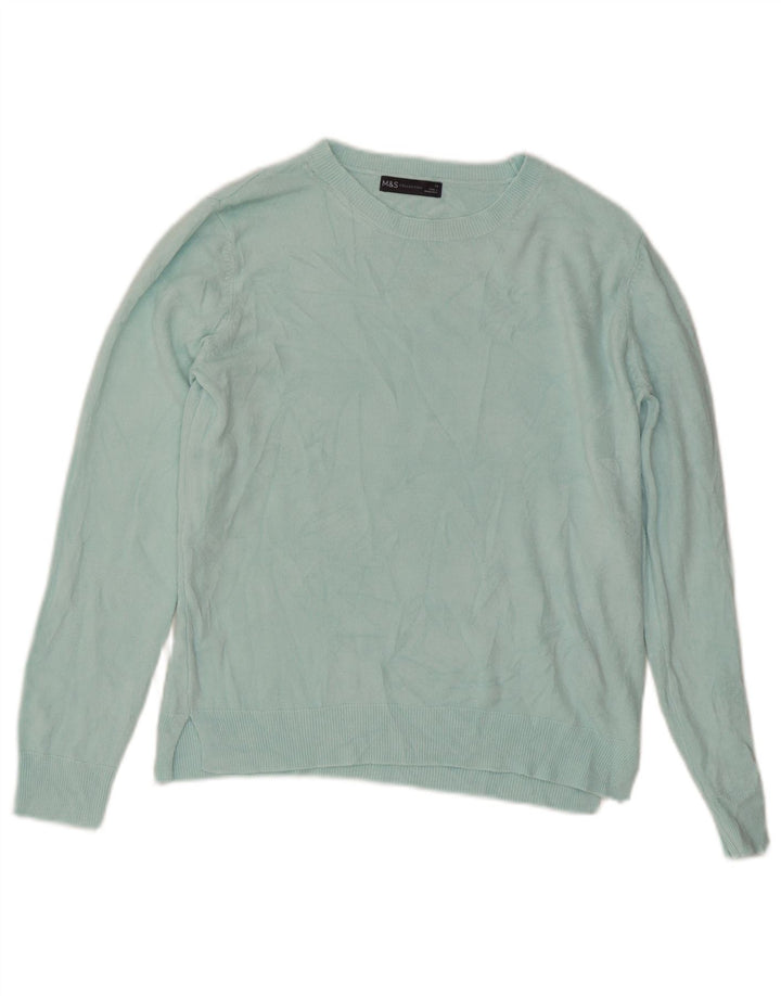 Marks & Spencer Damski sweter z dekoltem w łódkę, UK 14, duży, turkusowy