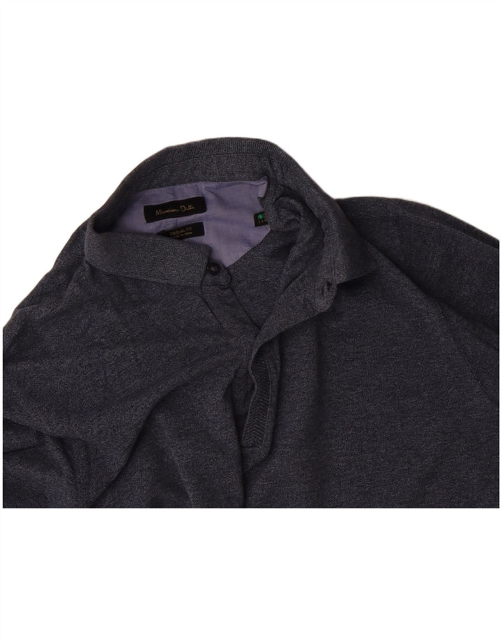 Męska koszulka polo z długim rękawem MASSIMO DUTTI, średnioszara