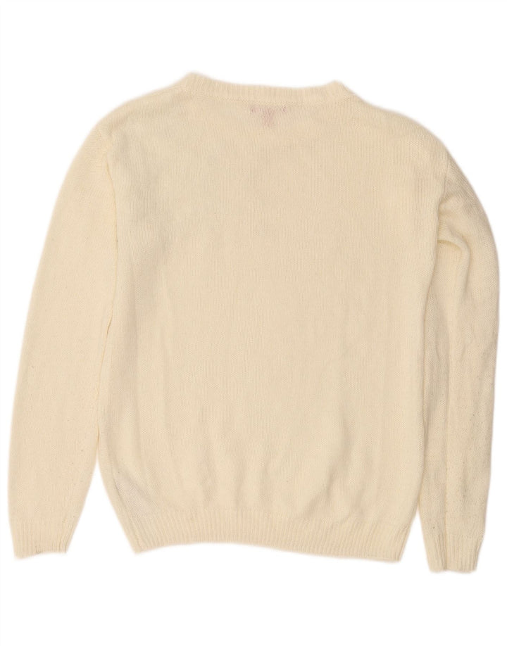 Sweter damski Guess z dekoltem w łódkę UK 14, średni biały akryl