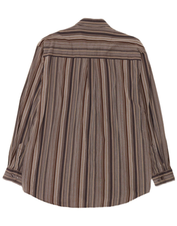 Lerros Mens Shirt XL Brown Striped Cotton
