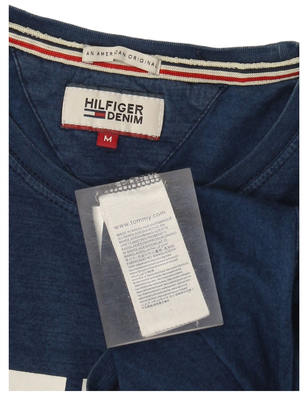 Męska koszulka z grafiką Tommy Hilfiger Top, średnia, granatowa bawełna