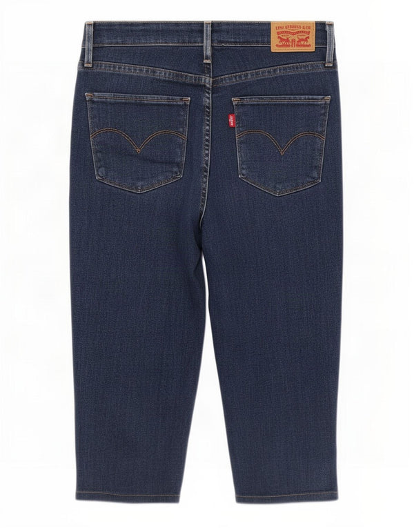 Damskie jeansy Levi's 721 Skinny Capri z wysokim stanem W28 L17 Granatowa bawełna