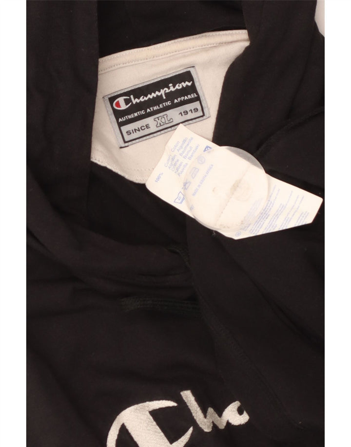 Męska kamizelka z kapturem i grafiką Champion XL, czarna, bawełniana