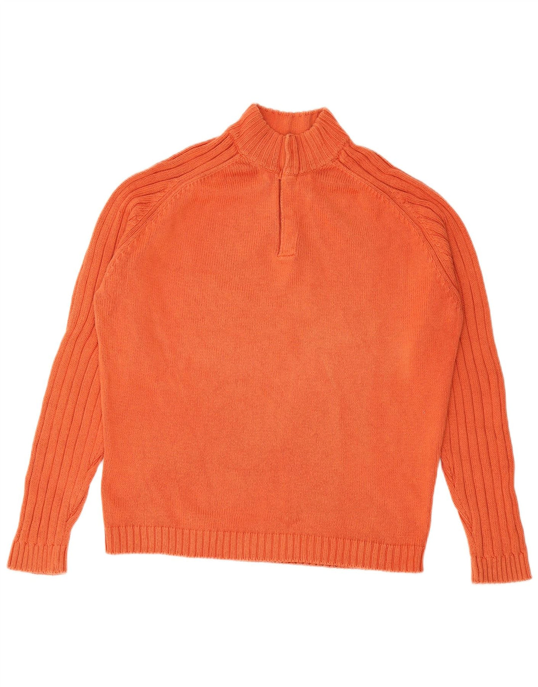 MASSIMO DUTTI Męski sweter zapinany na guziki, duży, pomarańczowy, bawełniany