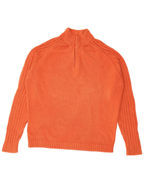 MASSIMO DUTTI Męski sweter zapinany na guziki, duży, pomarańczowy, bawełniany