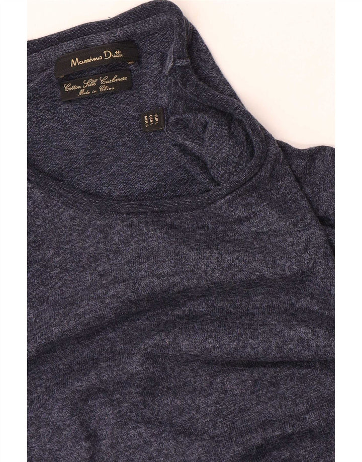 Damski top Massimo Dutti z długim rękawem UK 16, duży, granatowy, jedwabny