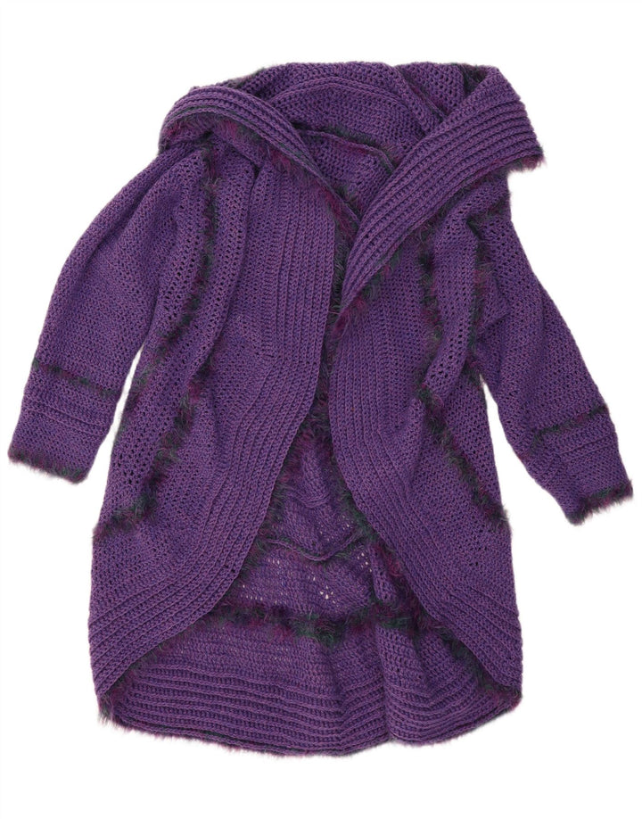 Sweter damski w stylu vintage o długim kroju i otwartym kardiganie, jeden rozmiar fioletowy