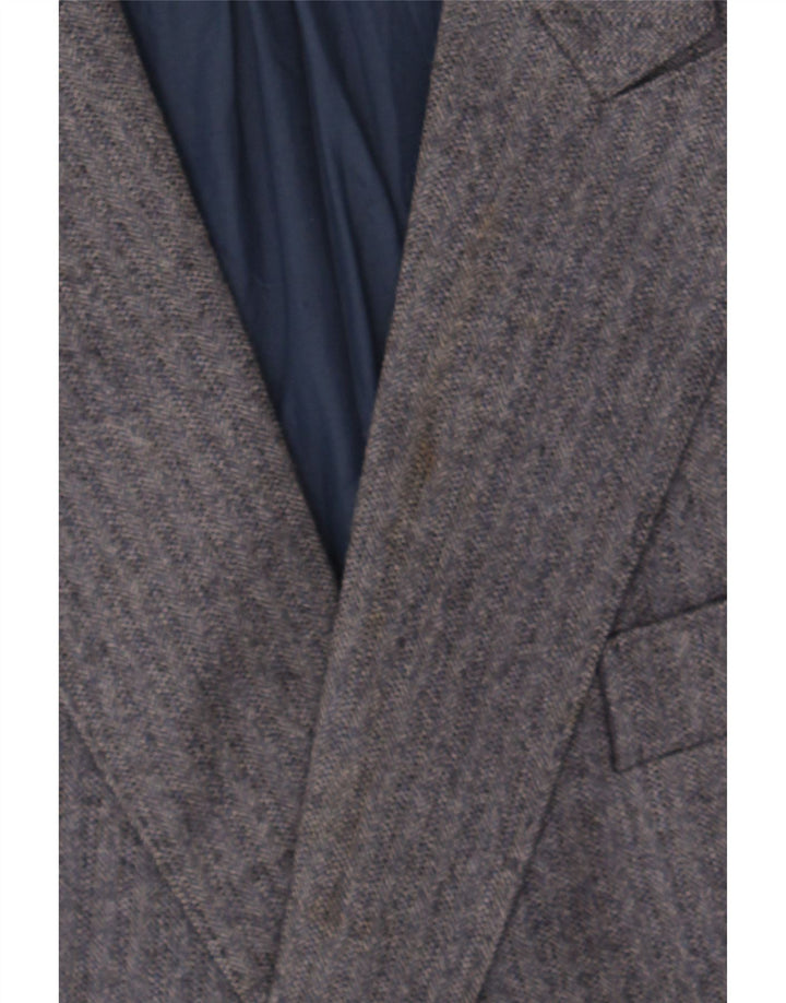 VINTAGE Mens Blazer Jacket UK 40 Large Navy Blue Herringbone Vintage Vintage and Second-Hand Vintage from Messina Hembry 