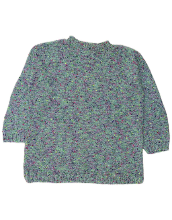 Sweter damski VINTAGE z golfem UK 18 XL Niebieski nakrapiany