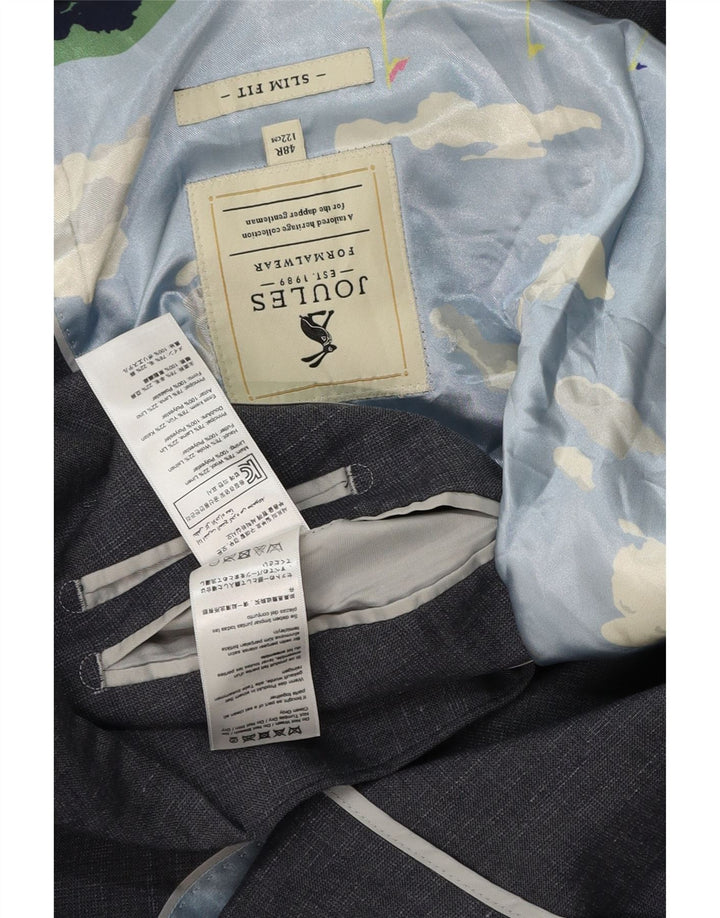 Męska marynarka zapinana na 2 guziki Joules Slim Fit UK 48 4XL Szara wełniana nakrapiana