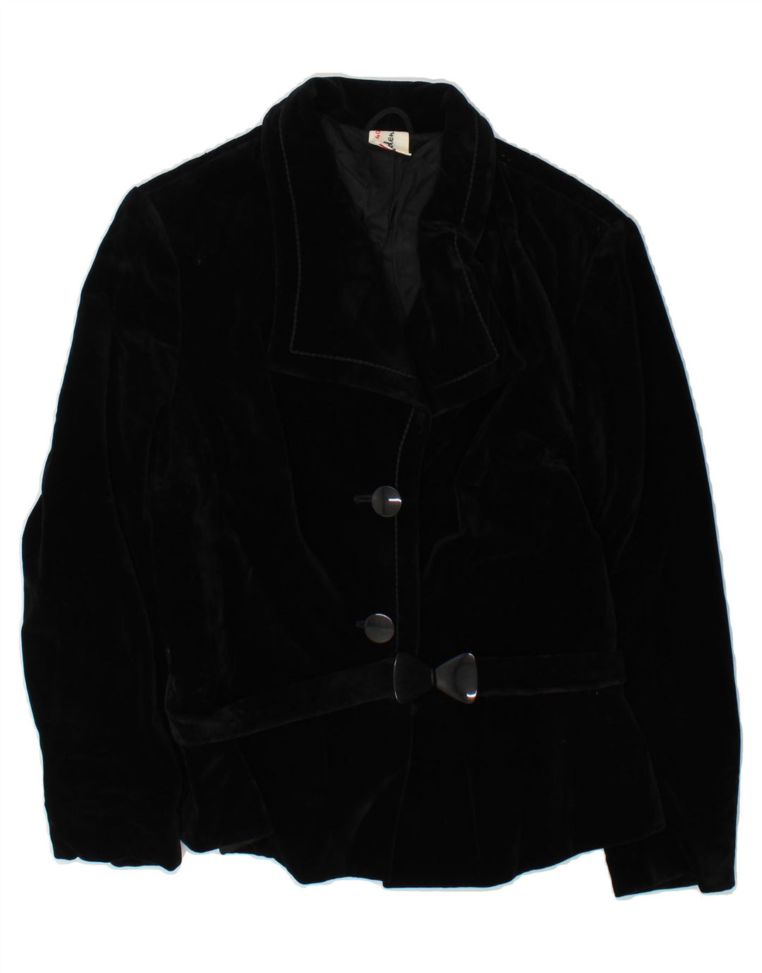 LUCIE LINDEN Womens Velvet 2 Button Blazer Jacket IT 40 Small Black Vintage Lucie Linden and Second-Hand Lucie Linden from Messina Hembry 