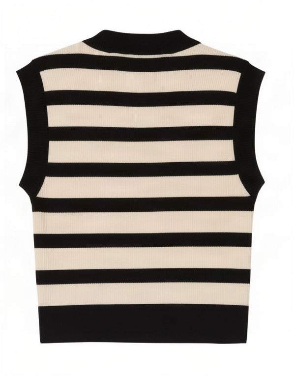 Damski krótki top Zara UK 8 Small Black Striped Viscose