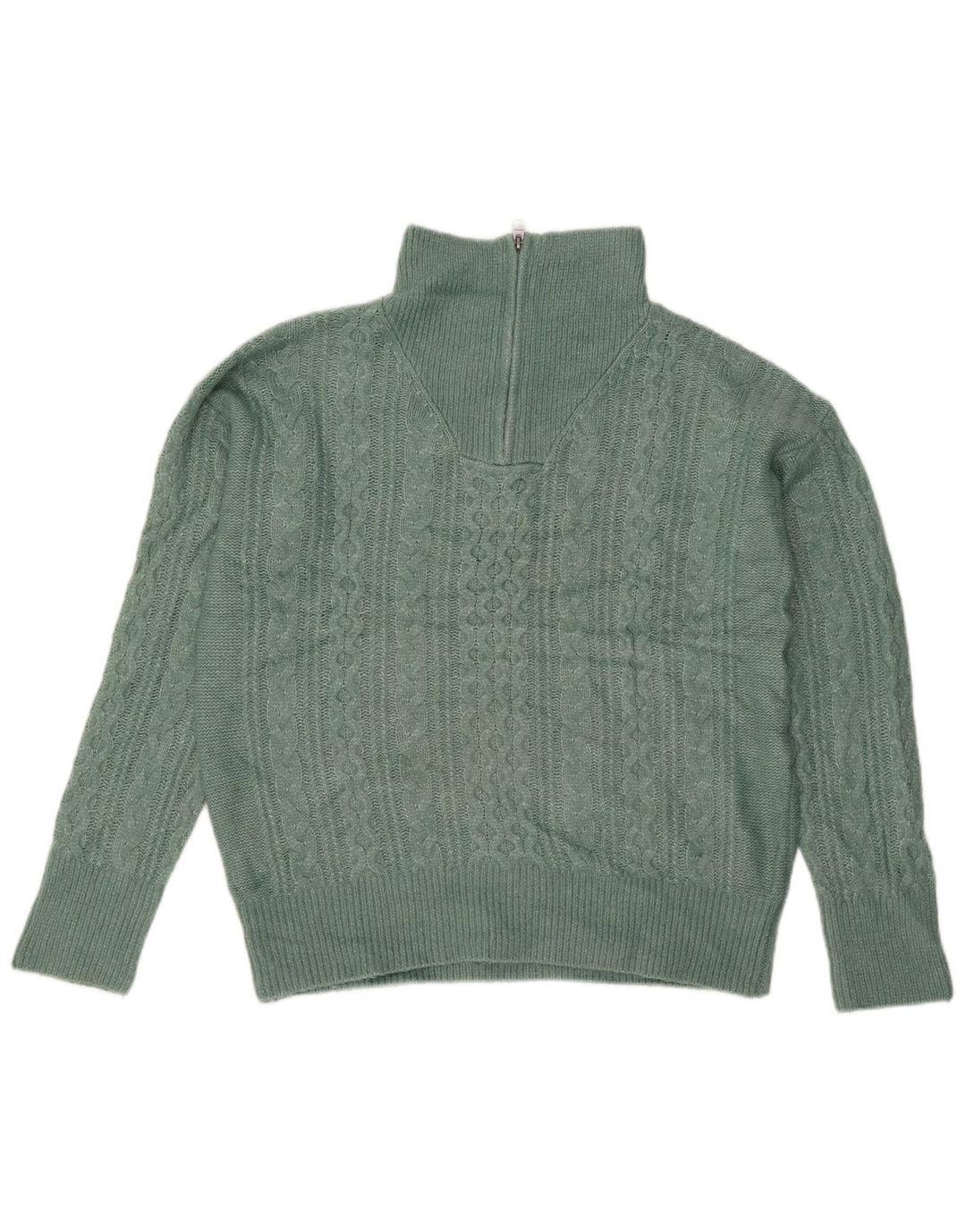 Damski sweter gruby z zamkiem błyskawicznym, UK 12, średni zielony nylon