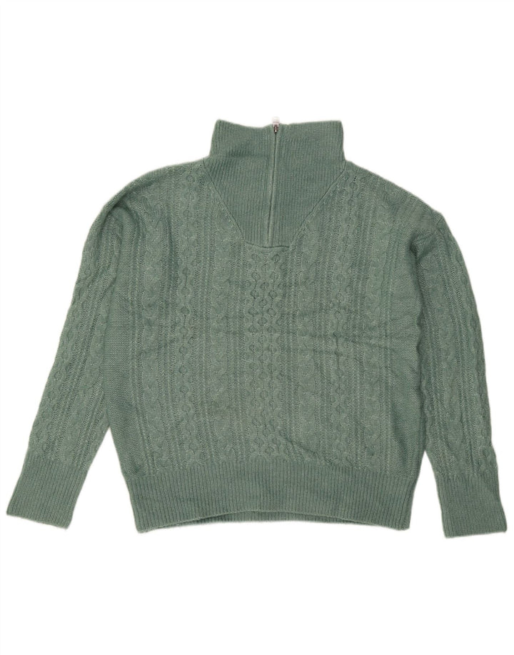 Damski sweter gruby z zamkiem błyskawicznym, UK 12, średni zielony nylon