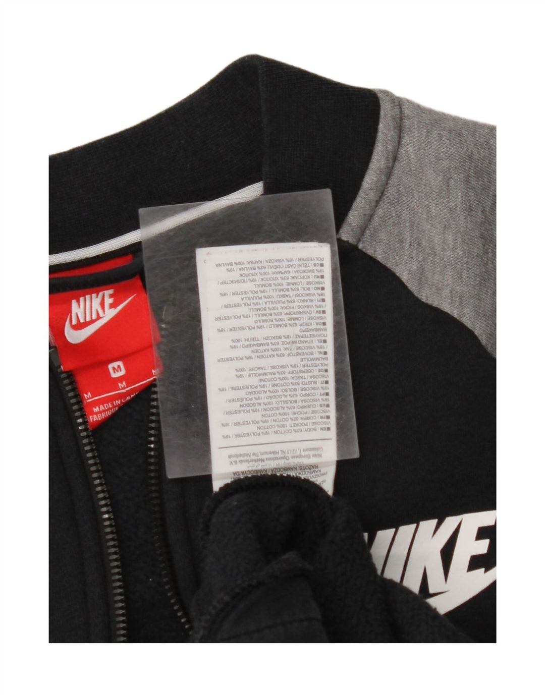 NIKE Womens Graphic Tracksuit Top Jacket UK 14 Medium Black Colourblock