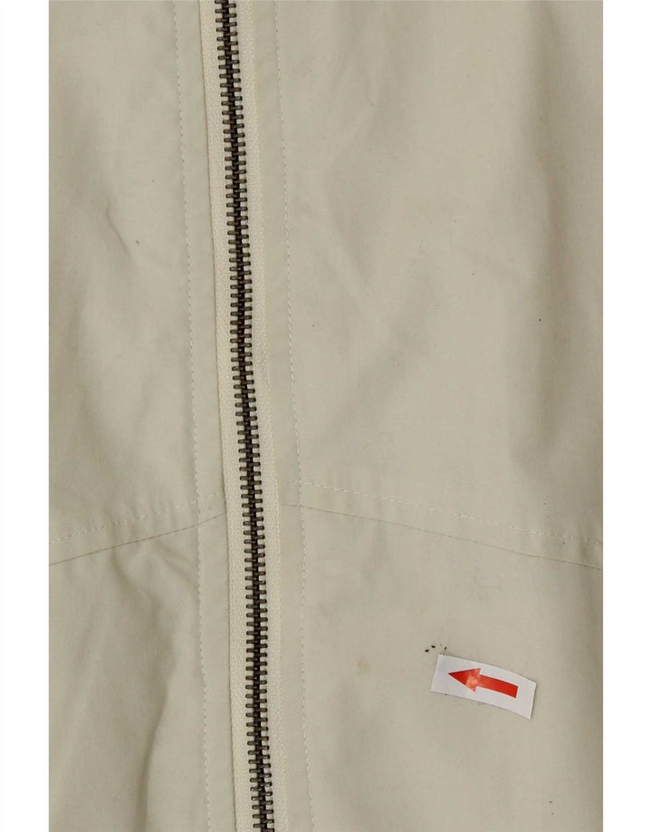 Damska kurtka przeciwdeszczowa Jack Wolfskin z kapturem UK 16, duża, złamana biel, poliester