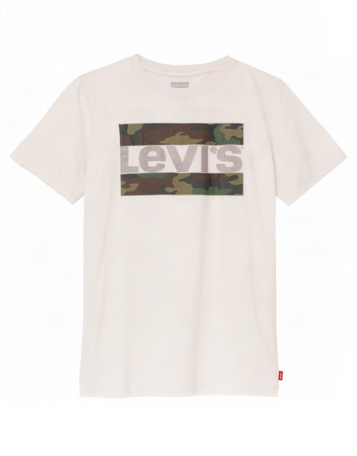 Chłopięcy T-shirt z grafiką Levi's, 13-14 lat, biała bawełna