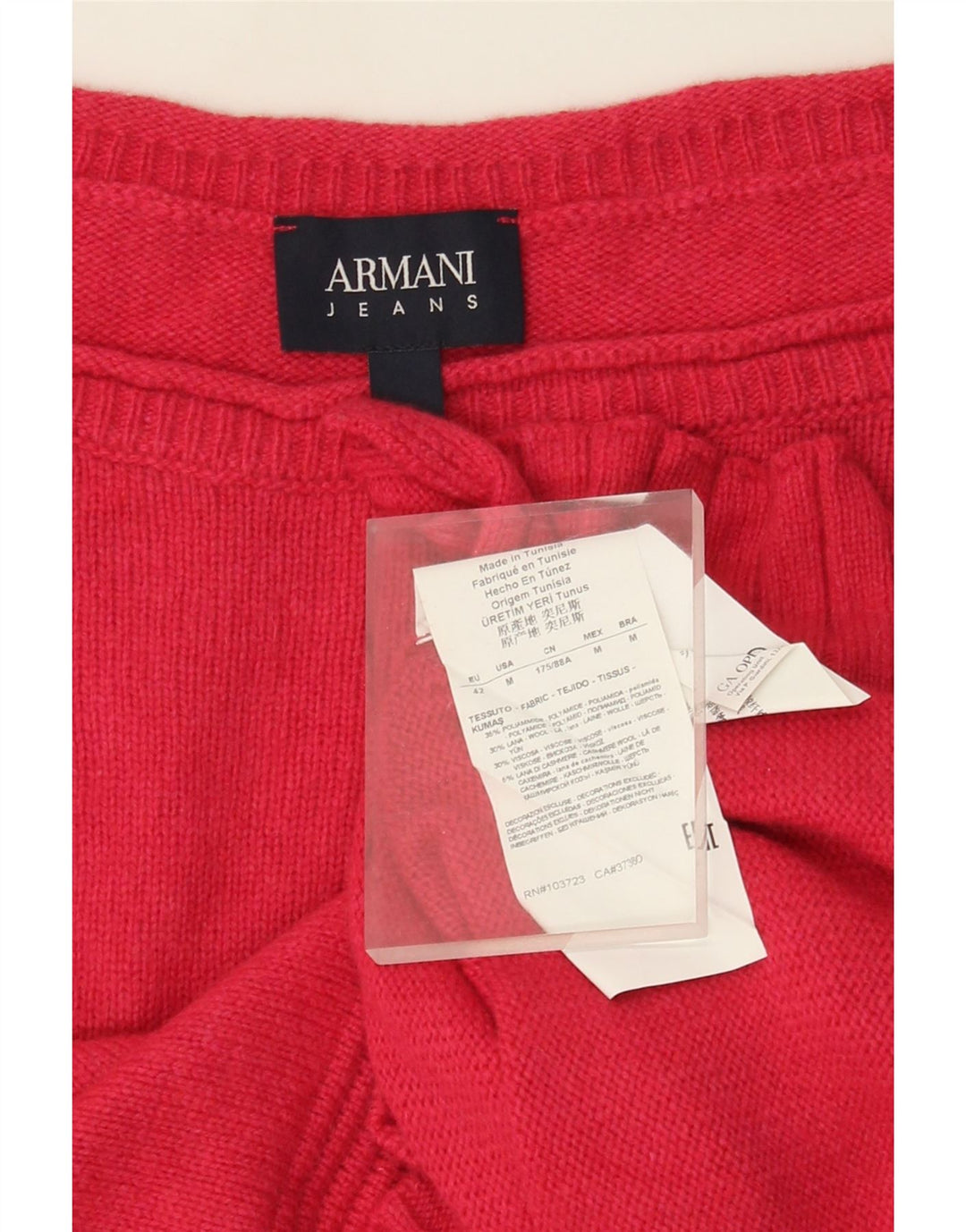 Damski sweter z krótkim rękawem Armani Jeans, z dekoltem w łódkę, UK 14, średni róż