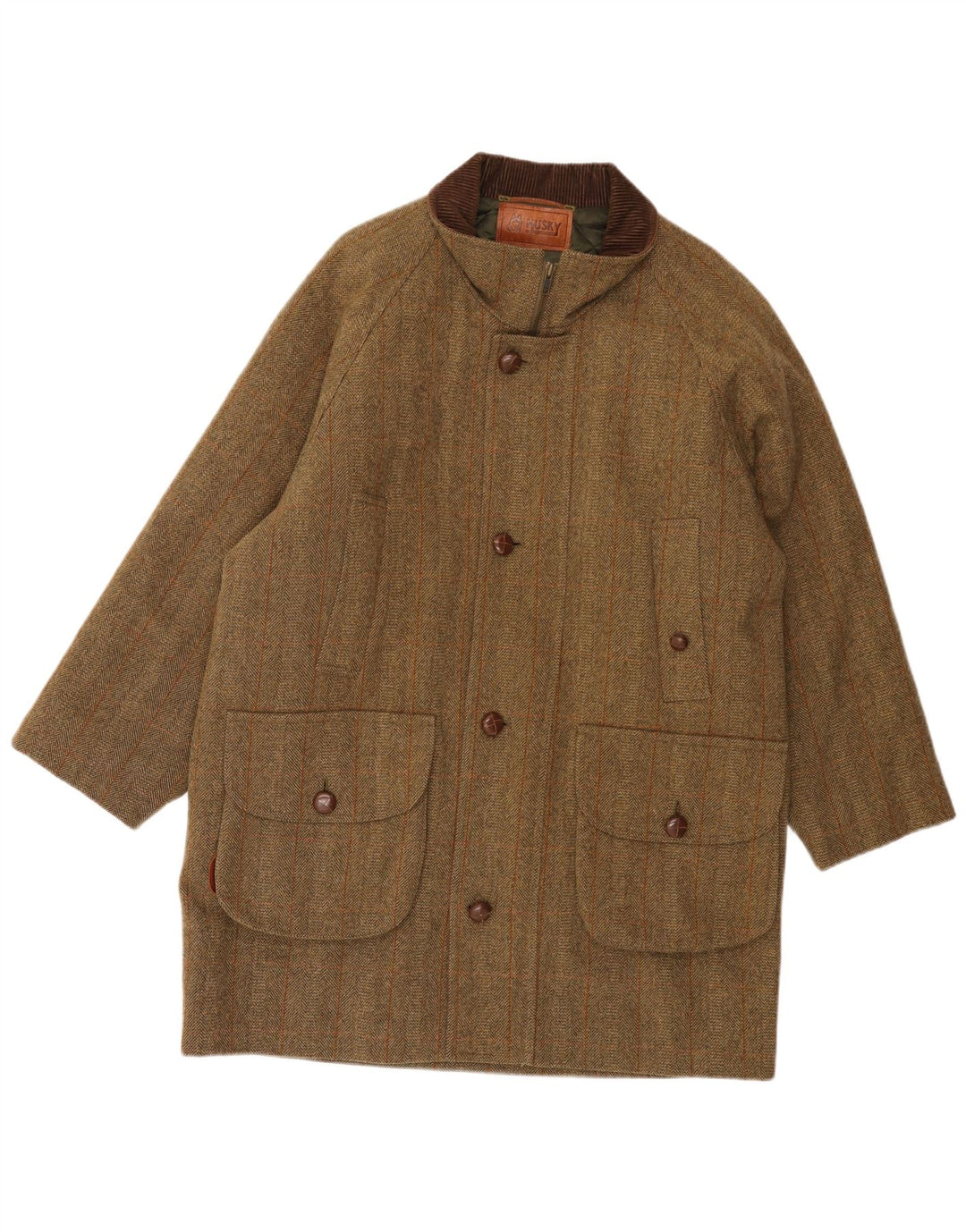 Płaszcz męski HUSKY IT 48 Średni brąz w jodełkę