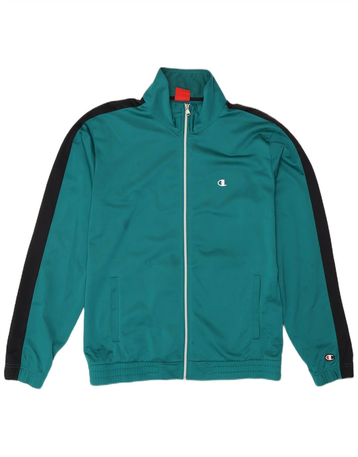 Męska kurtka dresowa CHAMPION, duża, zielona, poliestrowa z blokami kolorów