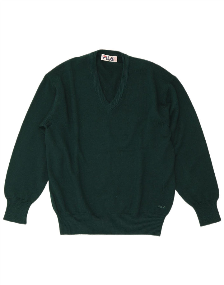 Męski sweter Fila o regularnym kroju z dekoltem w kształcie litery V IT 48 Średni zielony
