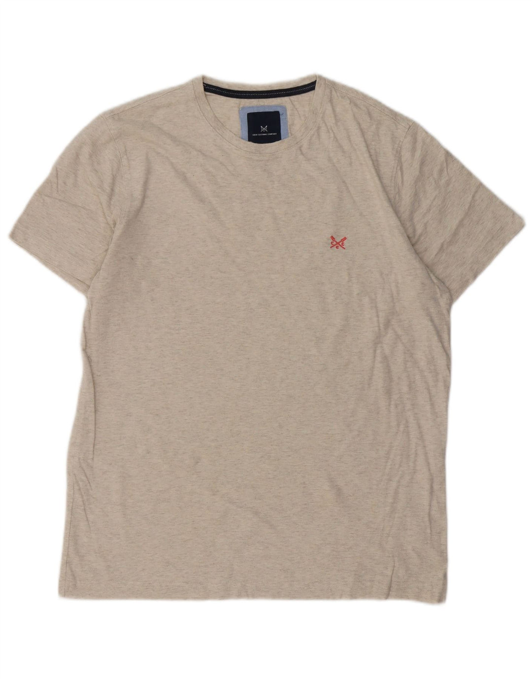 Crew Clothing Męski T-shirt Top Średniej Szarej Bawełny Nakrapianej