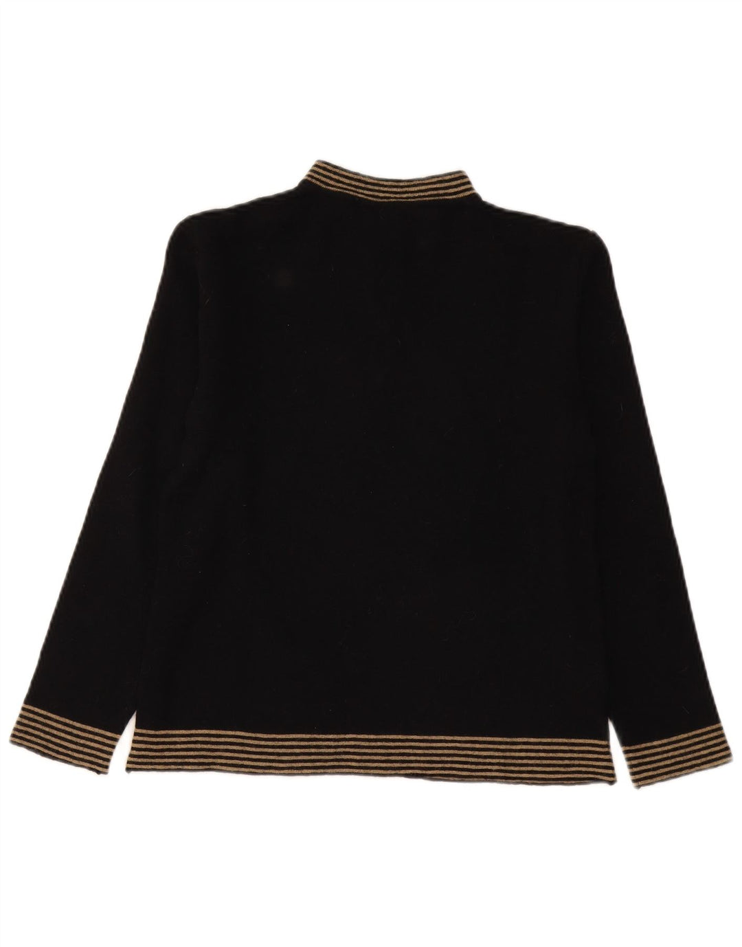 Sweter damski w stylu vintage z golfem UK 12, średnie czarne paski