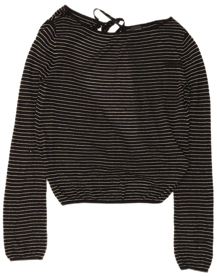 Damska bluzka Calvin Klein Crop Top UK 14, duża, czarna wiskoza w paski