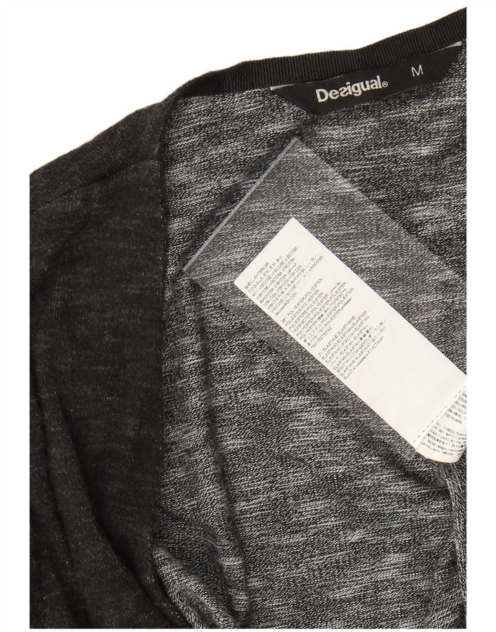 DESIGUAL Damski sweter rozpinany UK 12 Średni szary, zwierzęcy nadruk