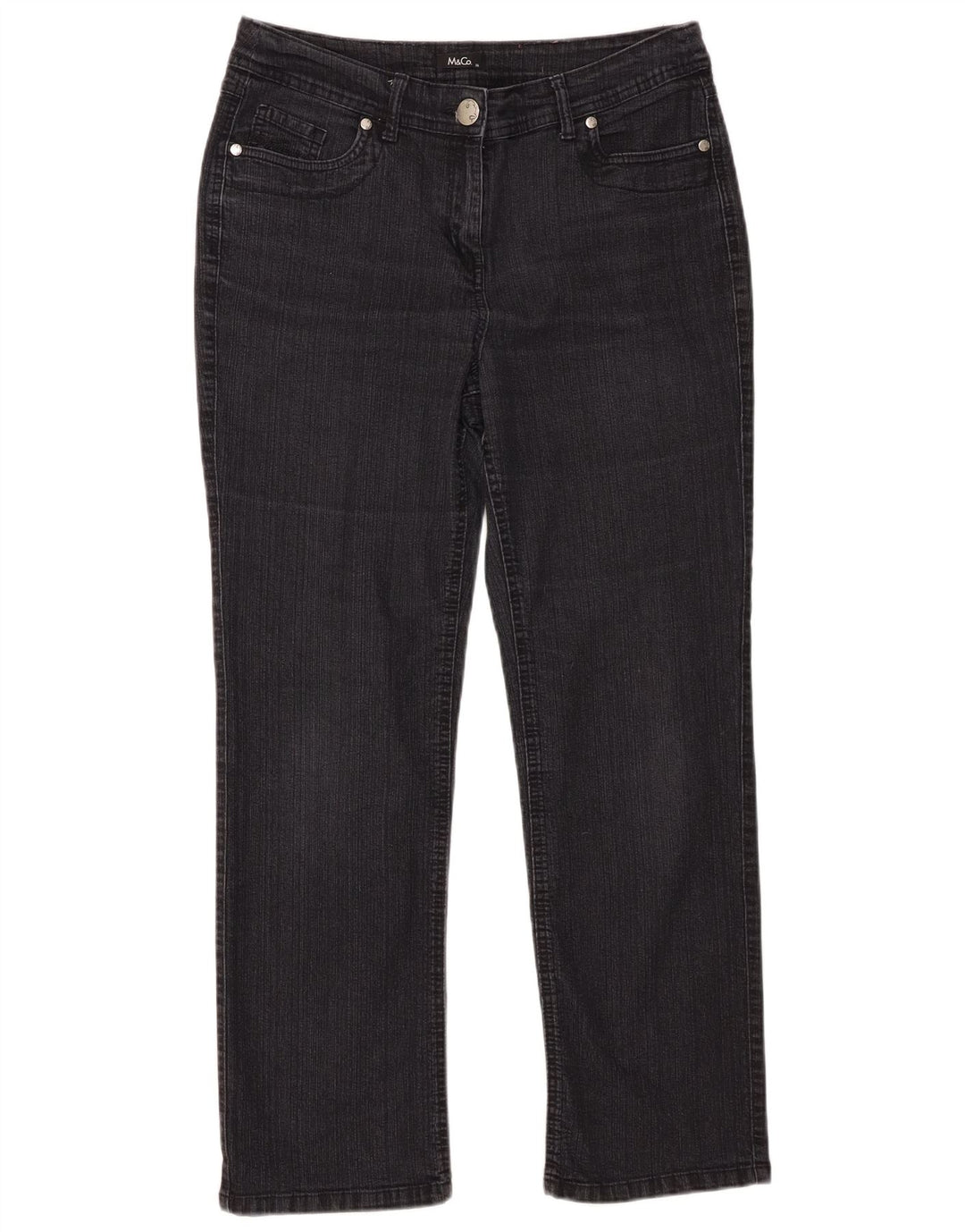 Damskie proste dżinsy M&Co UK 14 duże W34 L27 czarne