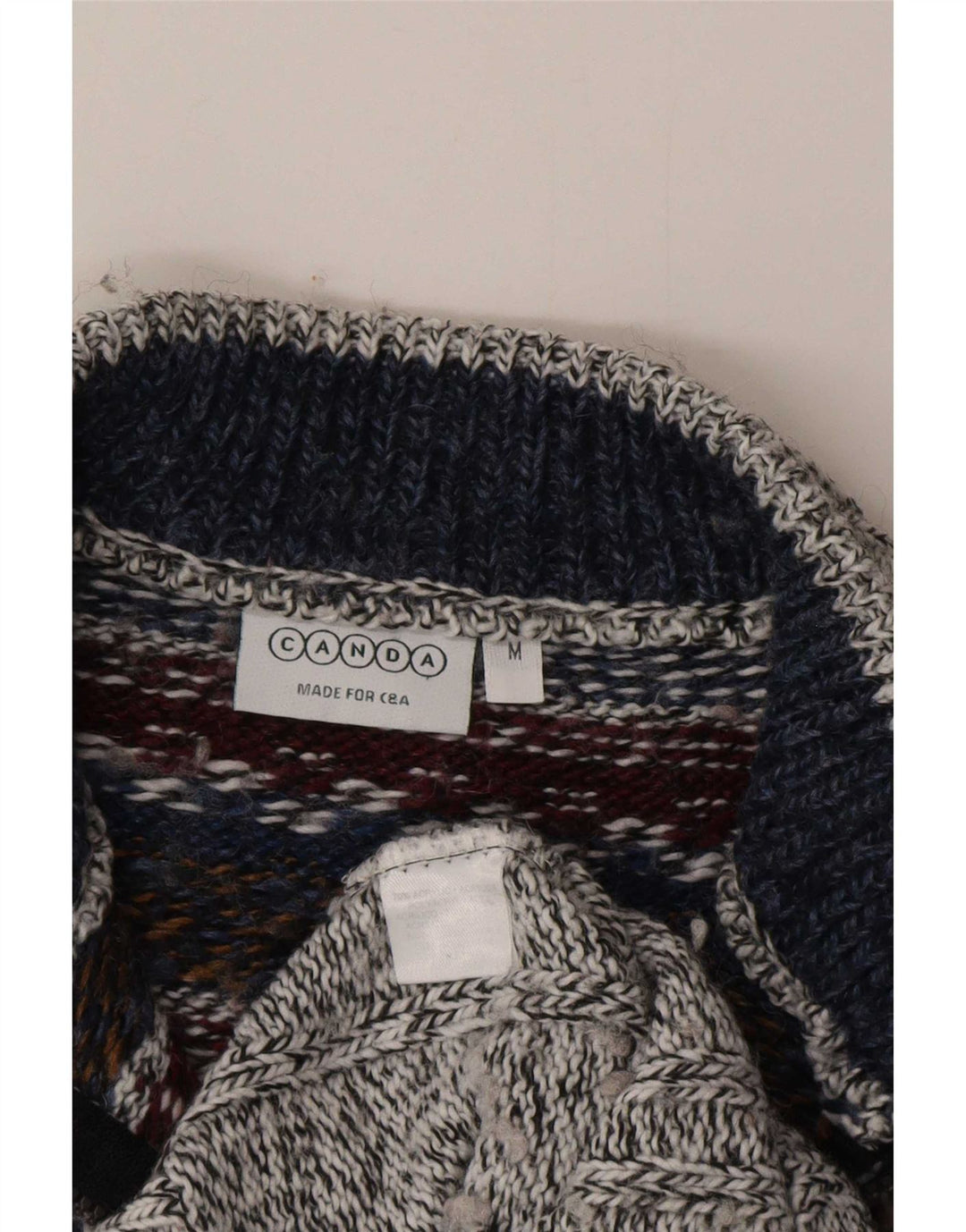 Canda Męski sweter z zamkiem błyskawicznym Średni szary Fair Isle akryl