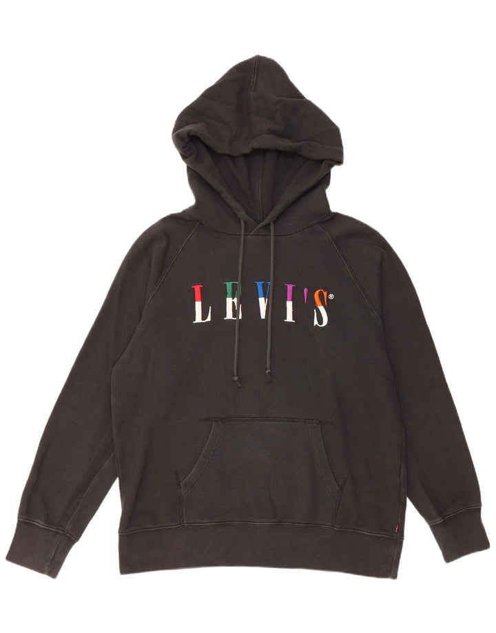 Damski sweter oversize z kapturem i grafiką LEVI'S UK 14, średni czarny, bawełniany