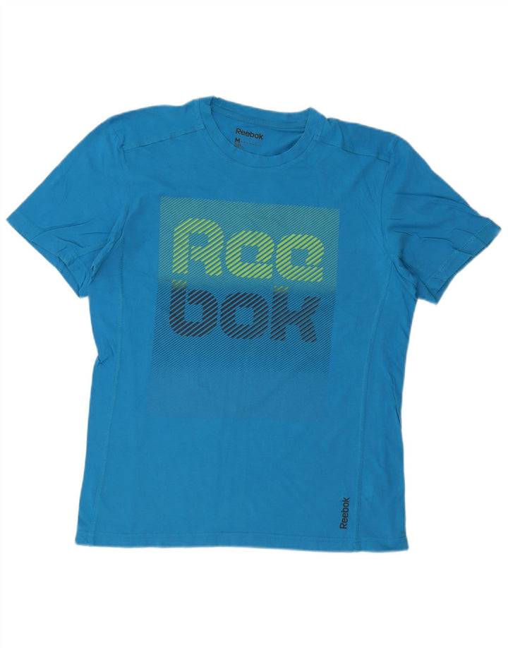 Męska koszulka z grafiką Reebok Top, średnia niebieska, bawełniana
