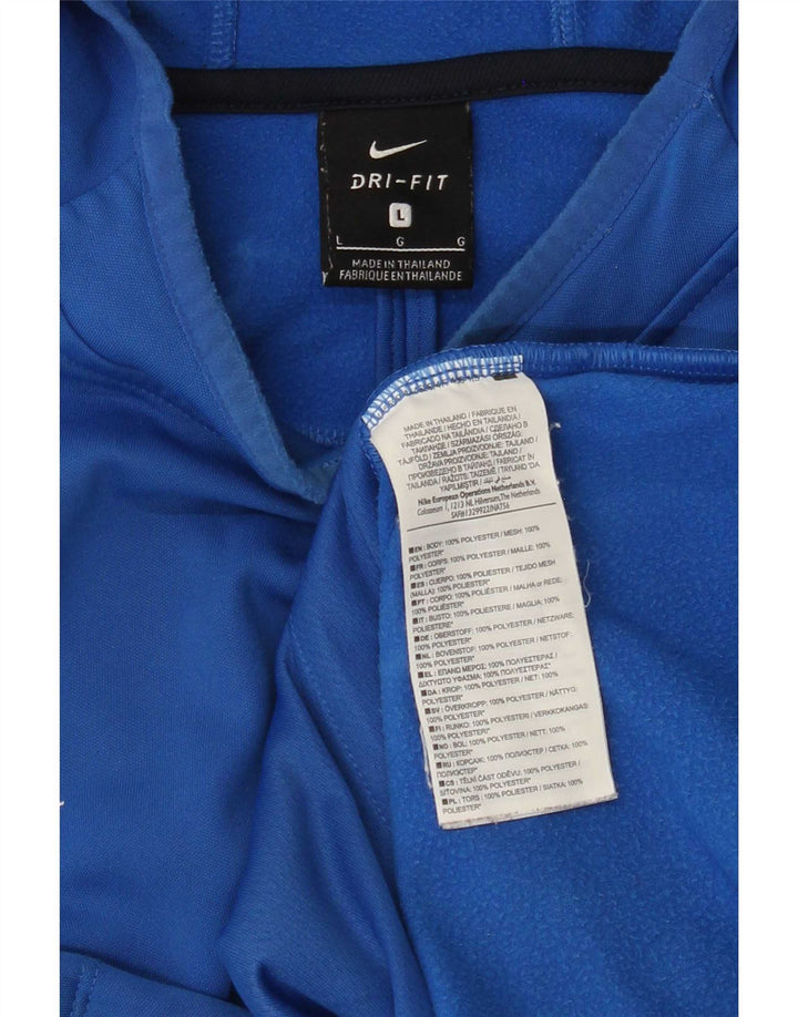 Męski sweter z kapturem Nike Dri Fit Graphic, duży niebieski poliester z blokami kolorów