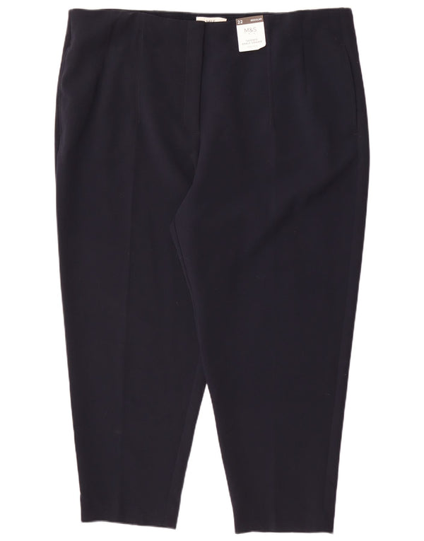 Marks & Spencer Damskie krótkie spodnie z wysokim stanem UK 22 3XL W42 L26 Granatowe B
