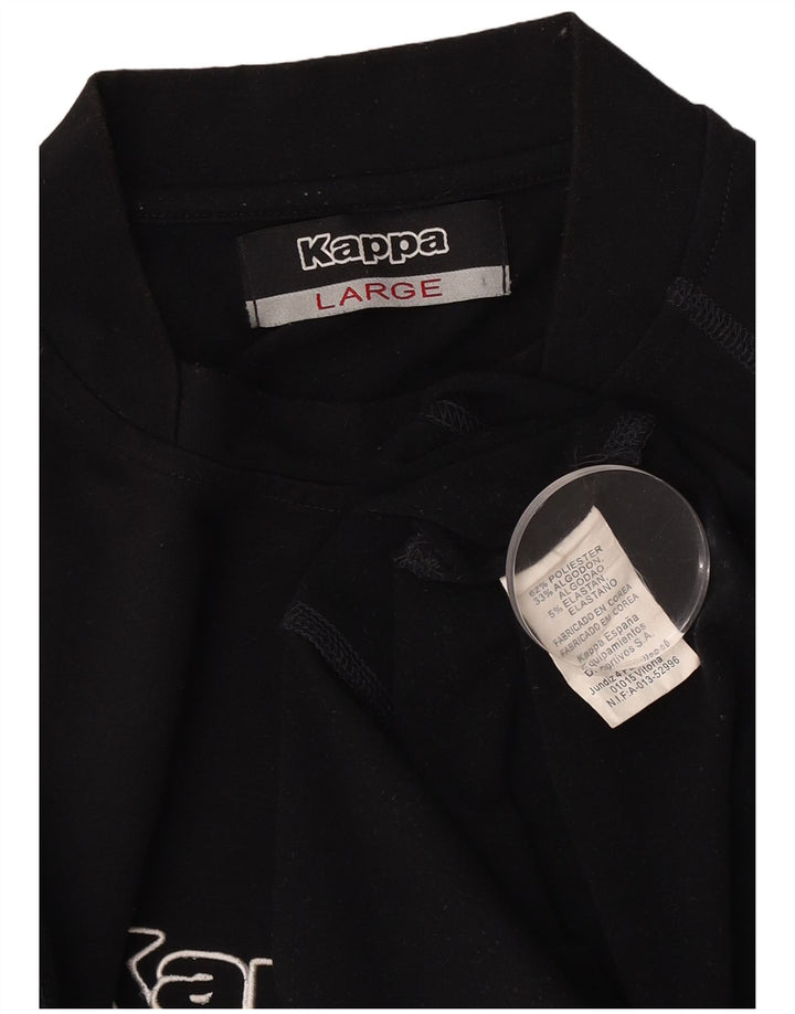 Męski T-shirt z grafiką Kappa, duży, czarny poliester