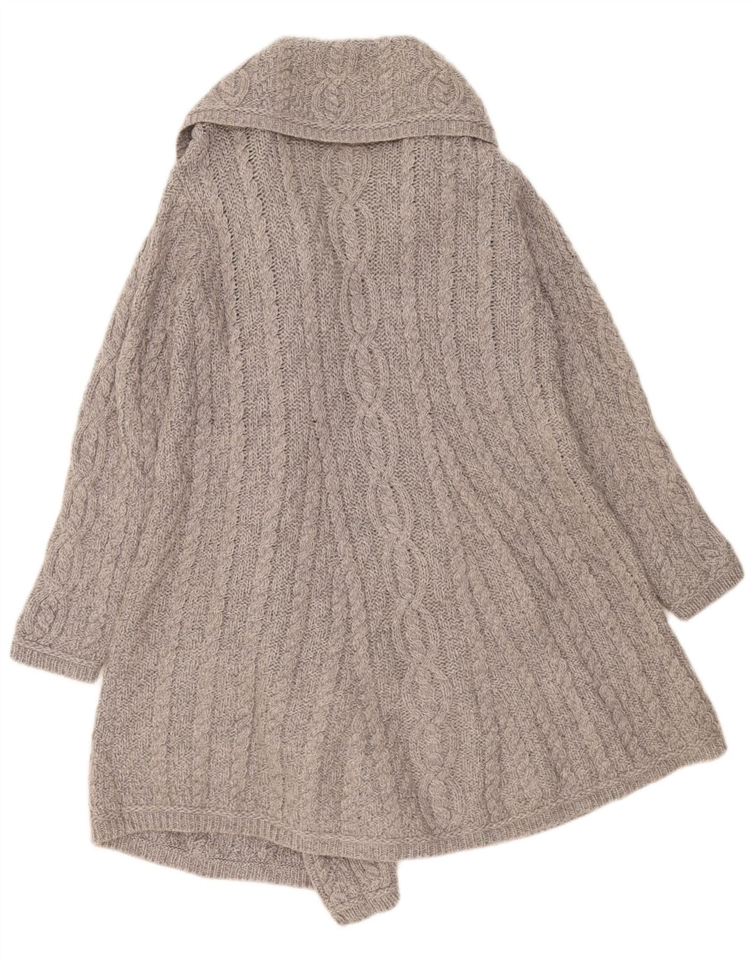 Damski sweter rozpinany o przedłużonym kroju Aran Crafts UK 12 Średni szary Wełna Merino