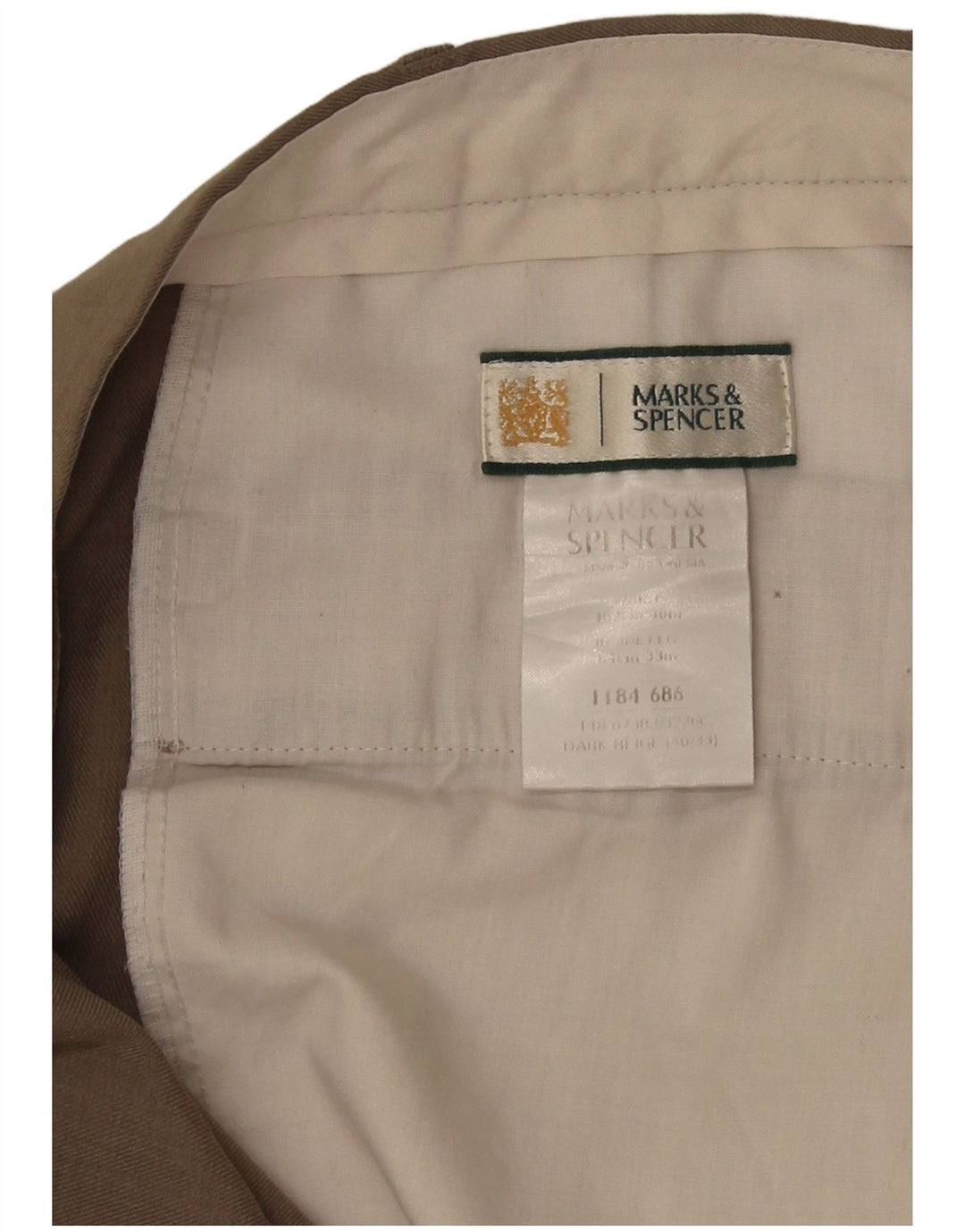Marks & Spencer Męskie spodnie garniturowe W40 L32 Khaki Poliester