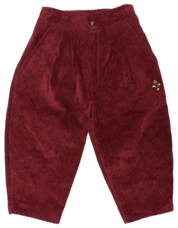 Spodnie Chino dziewczynki VINTAGE Aksamitne 18-24 miesiące W20 L10 Burgundowe