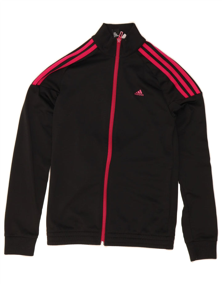 ADIDAS Girls Tracksuit Top Jacket 13-14 Years Black Vintage Adidas and Second-Hand Adidas from Messina Hembry 