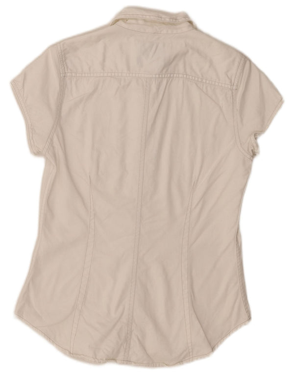 Damska koszula dżinsowa z krótkim rękawem Levi's UK 12, średnia biała bawełna