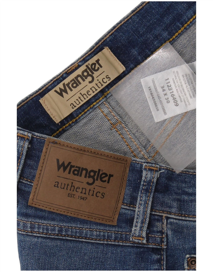 WRANGLER Męskie proste dżinsy W34 L30 Niebieskie, bawełniane