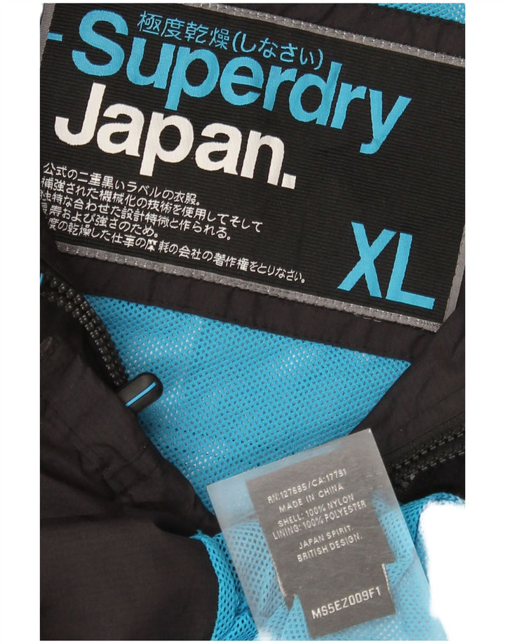 Męska kurtka przeciwdeszczowa z kapturem Superdry UK 42 XL, czarny nylon