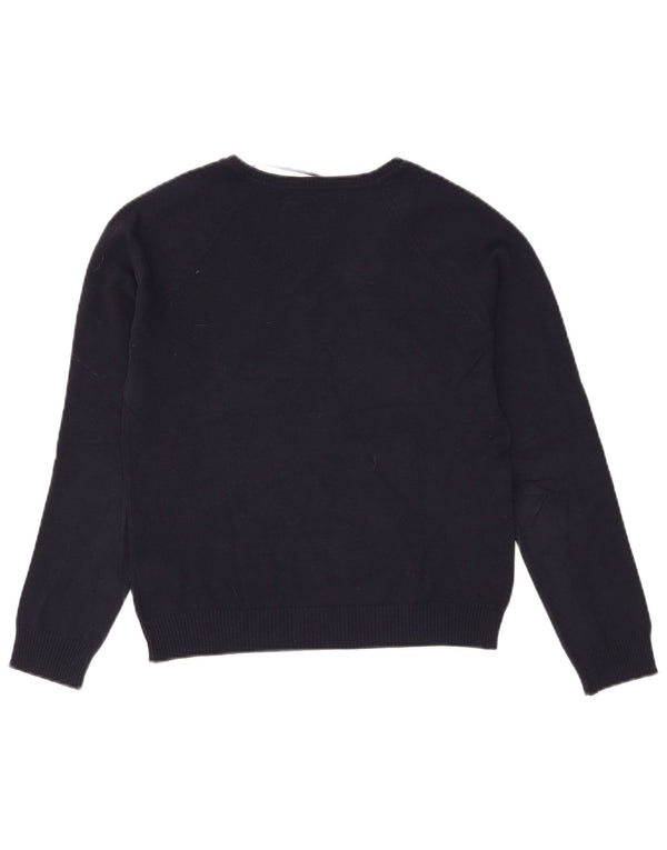 Sweter damski Zara z dekoltem w kształcie litery V, UK 14, duży, granatowy, bawełniany